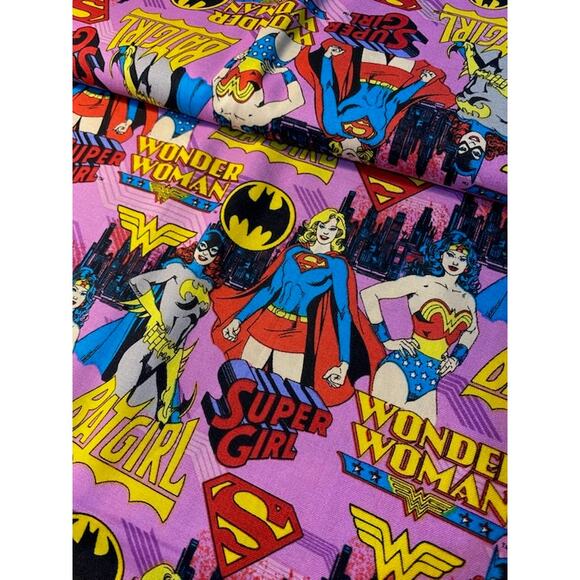 OOP DC COMICS Super Girl Wonder Woman Batgirl Cotton Fabric BTHY New From Bolt - Picture 1 of 2